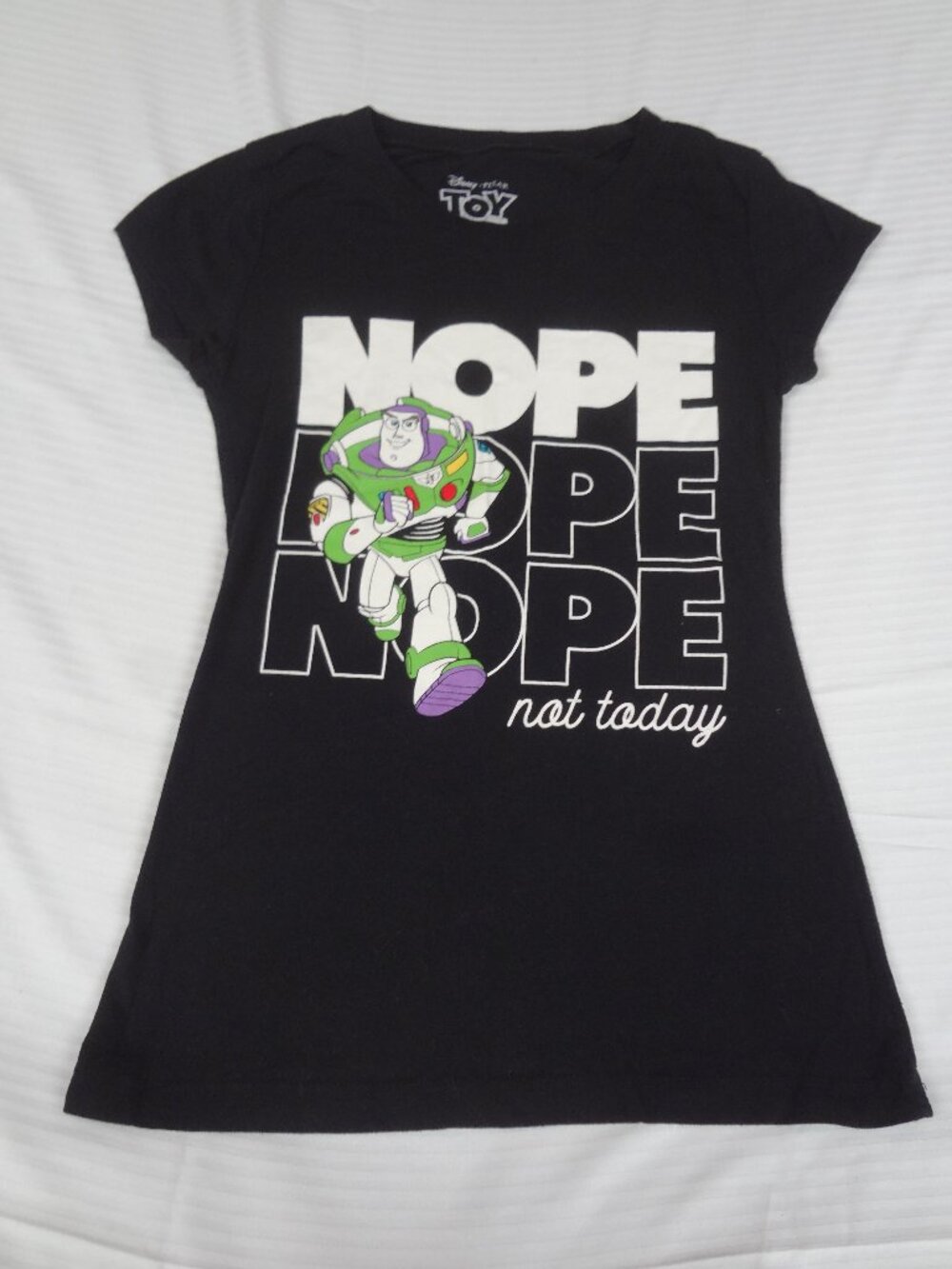 DISNEY TOY STORY BUZZ LIGHTYEAR NOPE NOT TODAY BLACK XS (1) GIRLS T-SHIRT L794